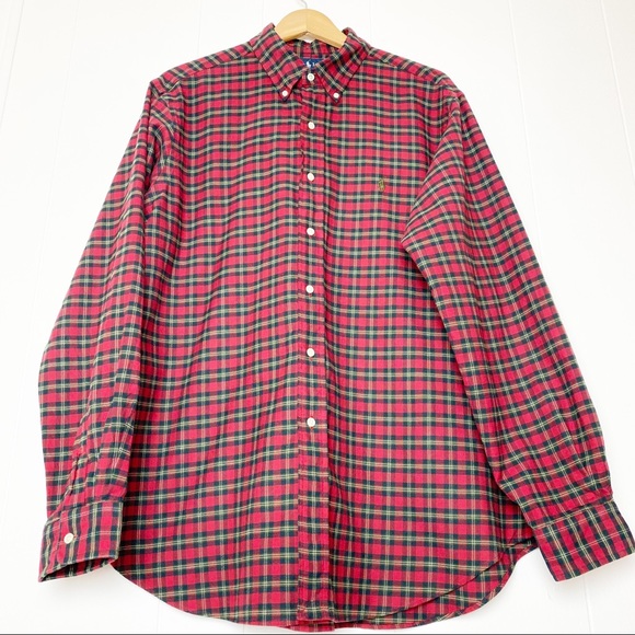 Ralph Lauren Red & Black Plaid Button Up Shirt Men’s Size XL - Picture 1 of 10